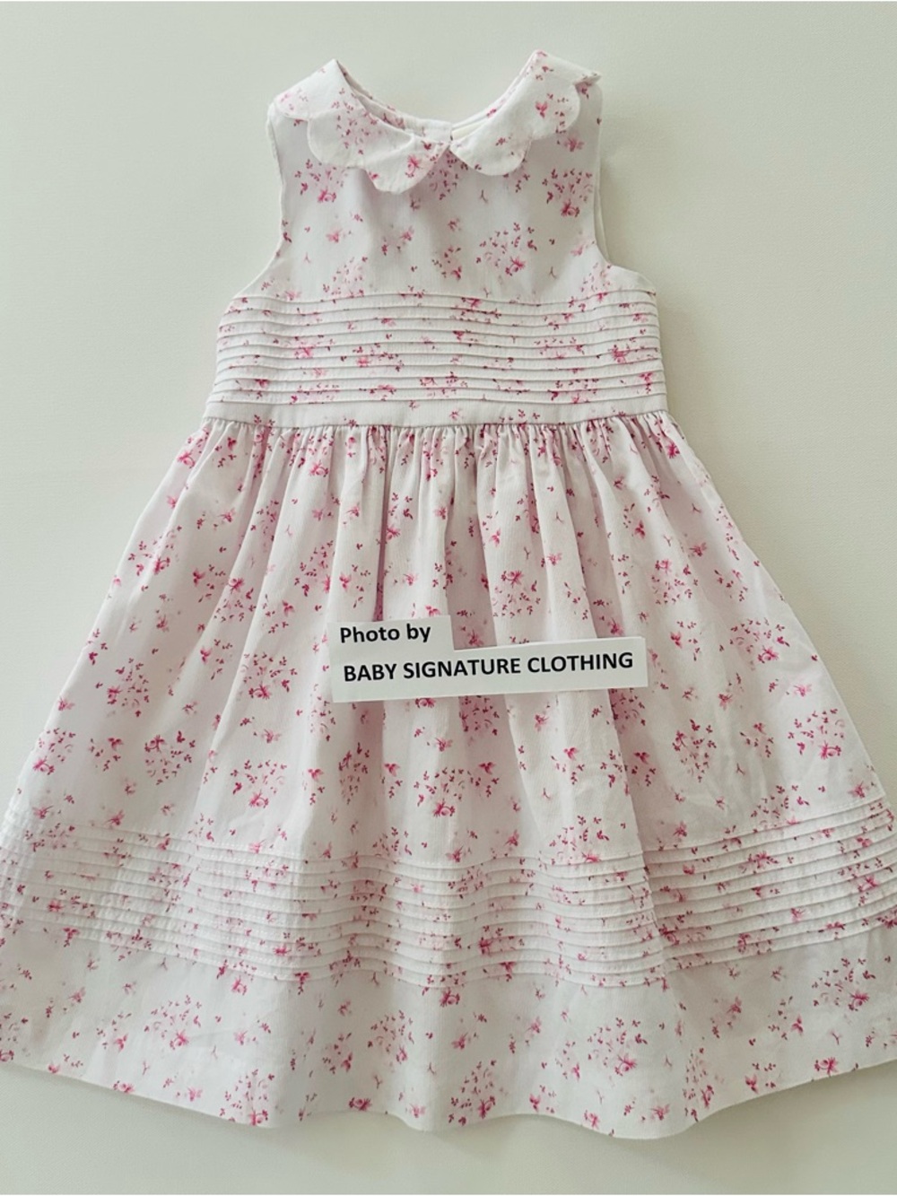 Laura Ashley Vintage 2T Toddler Girl White Pink Floral Corduroy Dress